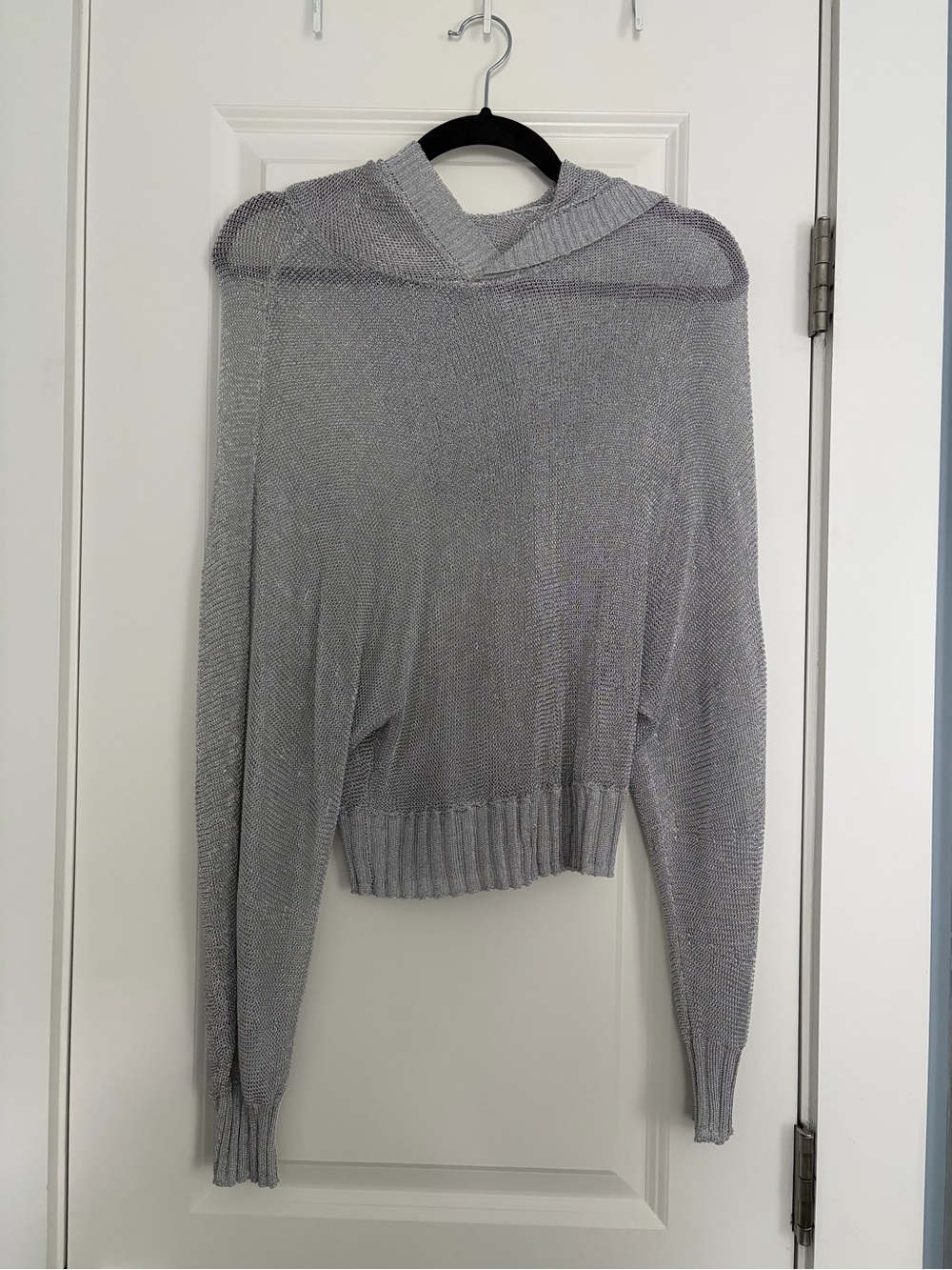 Zara Light Gray Hooded Knit Sweater